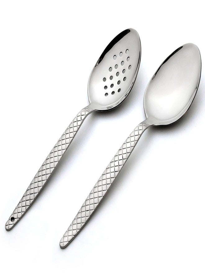 ملعقة الشيف كونز من بنازيند | عبوة من قطعتين | ملعقة احترافية للطهاة مصنوعة من الفولاذ المقاوم للصدأ 18/10، مقاس 9 بوصات، ذات وعاء صلب مطلي بالفضة | ملاعق بمقبض مانع للانزلاق للدهن، وتشكيل الكينيل، والتقديم، والصلصات - Image 1