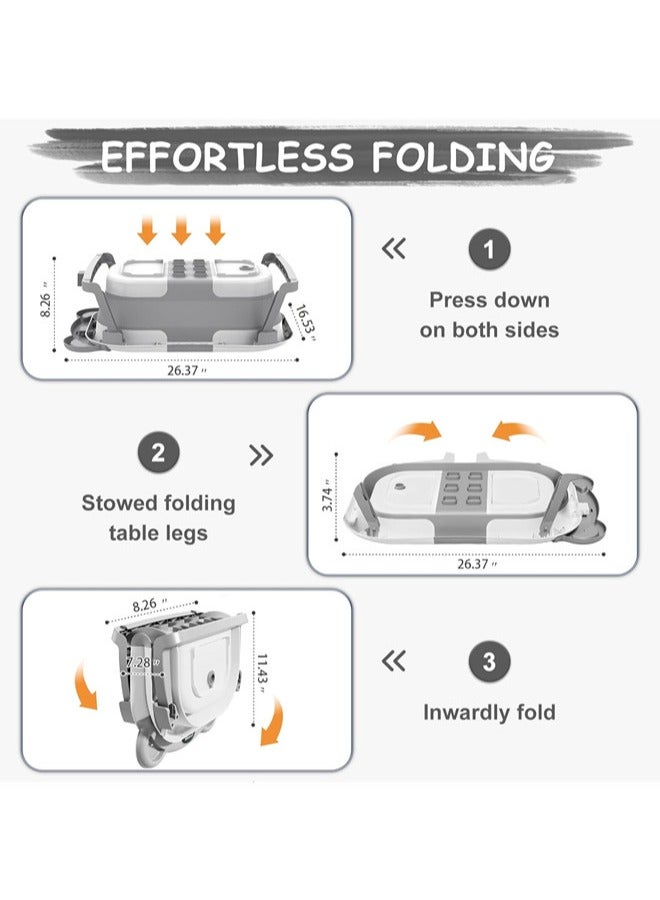 دوركو حوض استحمام للأطفال قابل للطي لحديثي الولادة مع ميزان حرارة ووسادة عائمة ناعمة حوض استحمام محمول للسفر مع فتحة تصريف، أحواض أطفال متينة قابلة للطي للرضع والأطفال الصغار - Image 4