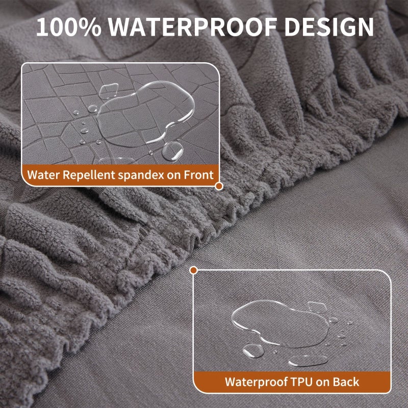 Fern Green Stretch Jacquard Sofa Cover Single Seat Stone Pattern Non Slip Washable Furniture Protector For Pets Living Room - Image 4