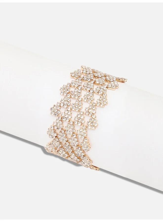 سوهي سوار مرصع بأحجار الراين مطلي بالذهب