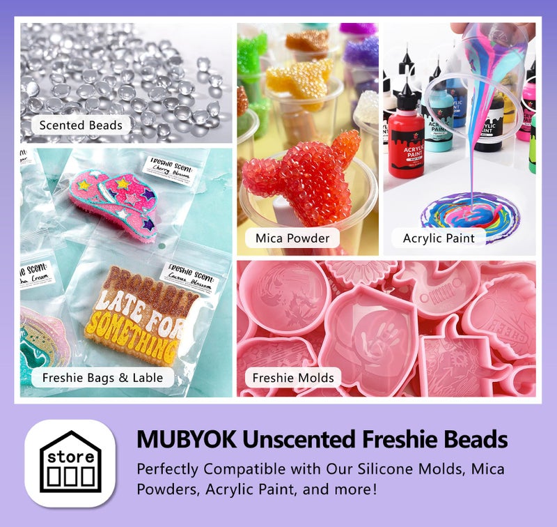 MUBYOK 3lb Premium Unscented Aroma Beads for DIY Car Freshies Bulk Supplies,Fragrance-Free EVA Beads for Adding Your Own Scent - Image 2