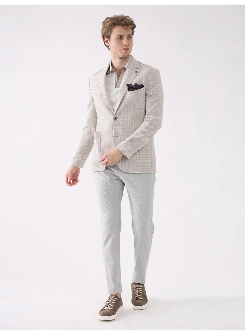 Dufy Beige Men's Slim Fit Mono Collar Jacket