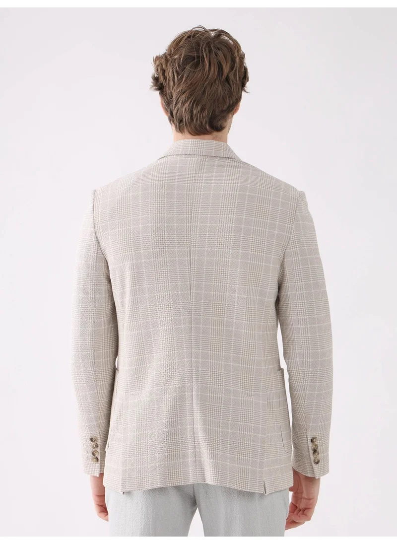 Dufy Beige Men's Slim Fit Mono Collar Jacket