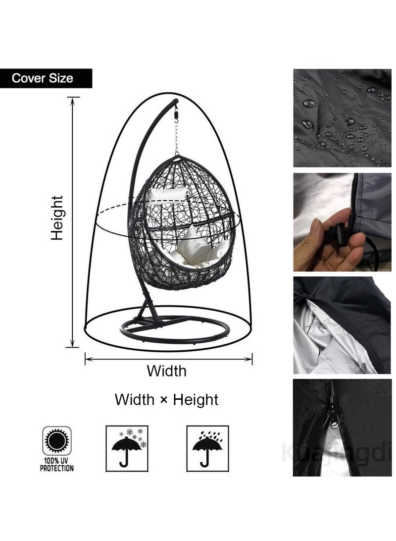 Kuajingdi Patio Egg Chair Covers with Zipper, Waterproof Heavy Duty Weather Resisatnt Outdoor Courtyard balcony Windproof Waterproof Swing Hanging Chair Cover  - Image 3