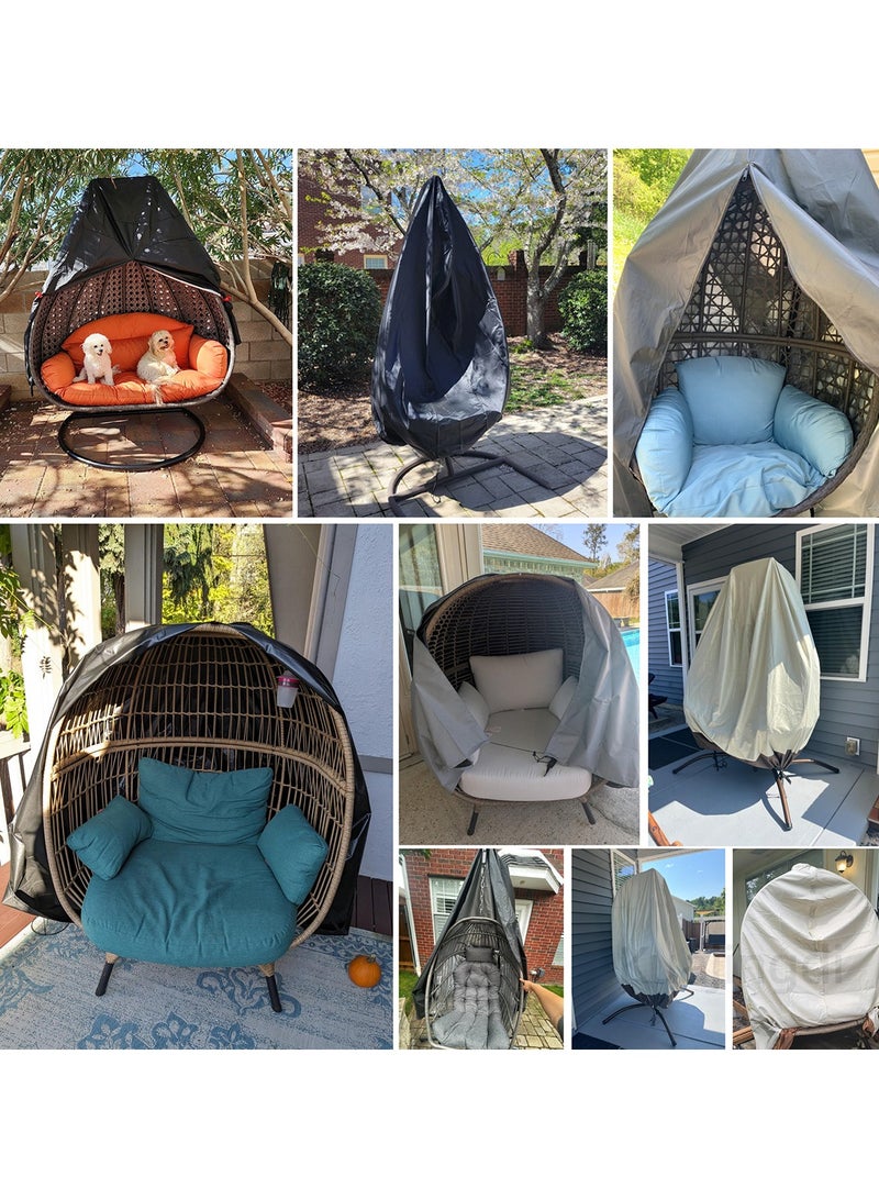 Kuajingdi Patio Egg Chair Covers with Zipper, Waterproof Heavy Duty Weather Resisatnt Outdoor Courtyard balcony Windproof Waterproof Swing Hanging Chair Cover  - Image 5