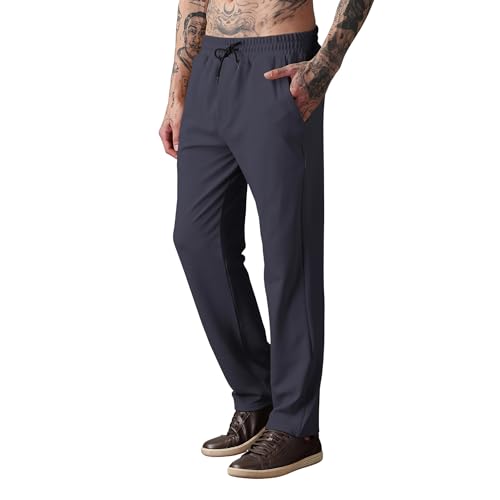 SWADESI STUFF Men Mid-Rise Straight Fit Track Pants for Men | Stretchable Gym Wear Joggers | Casual Sports Track Pant with Pockets & Drawstring (in, Alpha, 2XL, Standard, Dark Grey) - Image 1