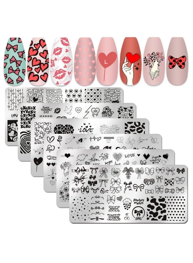 SILPECWEE 6 قطع طقم طوابع أظافر عيد الحب تصميم أظافر قلب العطلة قوالب أظافر أدوات طوابع طلاء الأظافر ملحقات فن الأظافر للأظافر الأكريليكية - Image 2