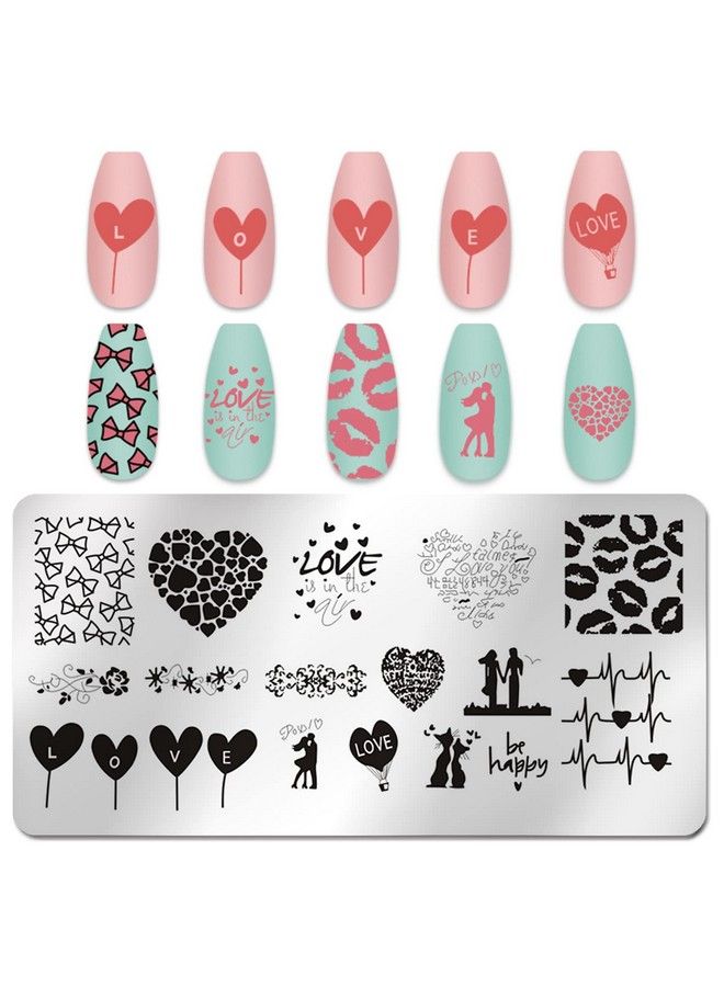 SILPECWEE 6 قطع طقم طوابع أظافر عيد الحب تصميم أظافر قلب العطلة قوالب أظافر أدوات طوابع طلاء الأظافر ملحقات فن الأظافر للأظافر الأكريليكية - Image 4