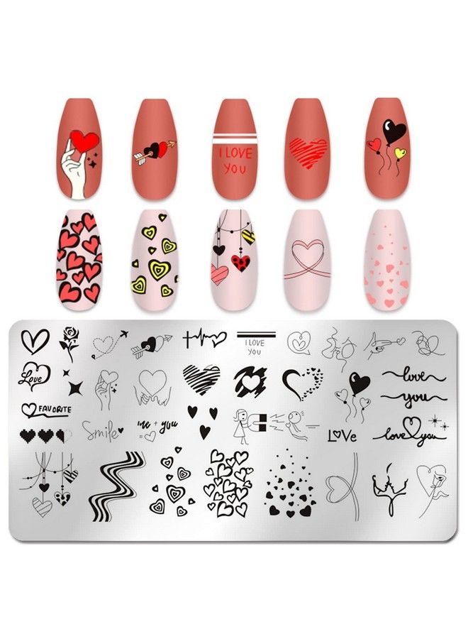 SILPECWEE 6 قطع طقم طوابع أظافر عيد الحب تصميم أظافر قلب العطلة قوالب أظافر أدوات طوابع طلاء الأظافر ملحقات فن الأظافر للأظافر الأكريليكية - Image 5