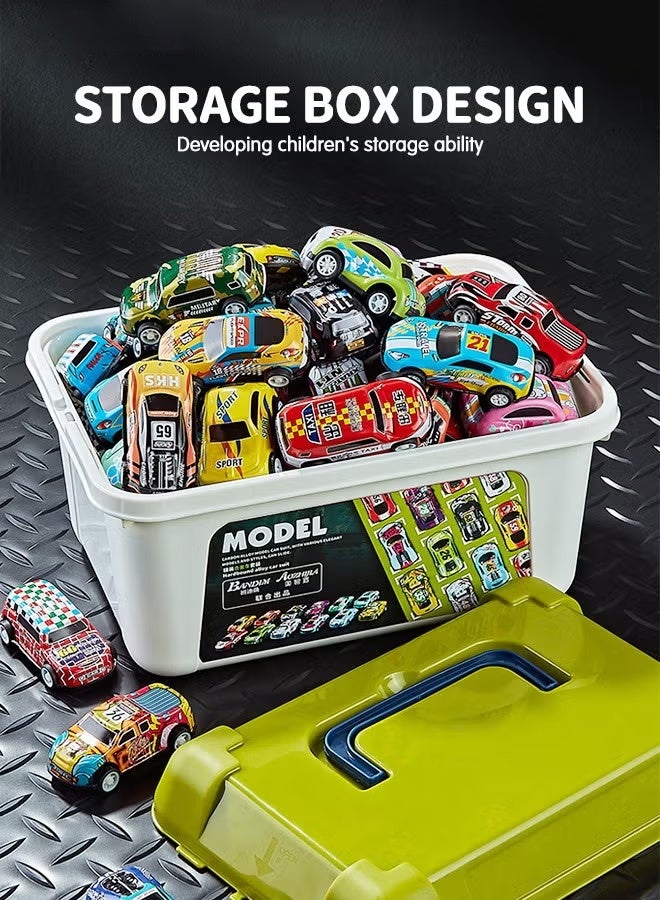 LJRN 30 Pack Pull Back Toy Cars with Storage Box, Back to Force Toy Cars, Alloy Cast Mini Die-Cast Race Cars Vehicles Bulk, Party Favor Cars Toys, Best Gifts for Toddlers - Image 4