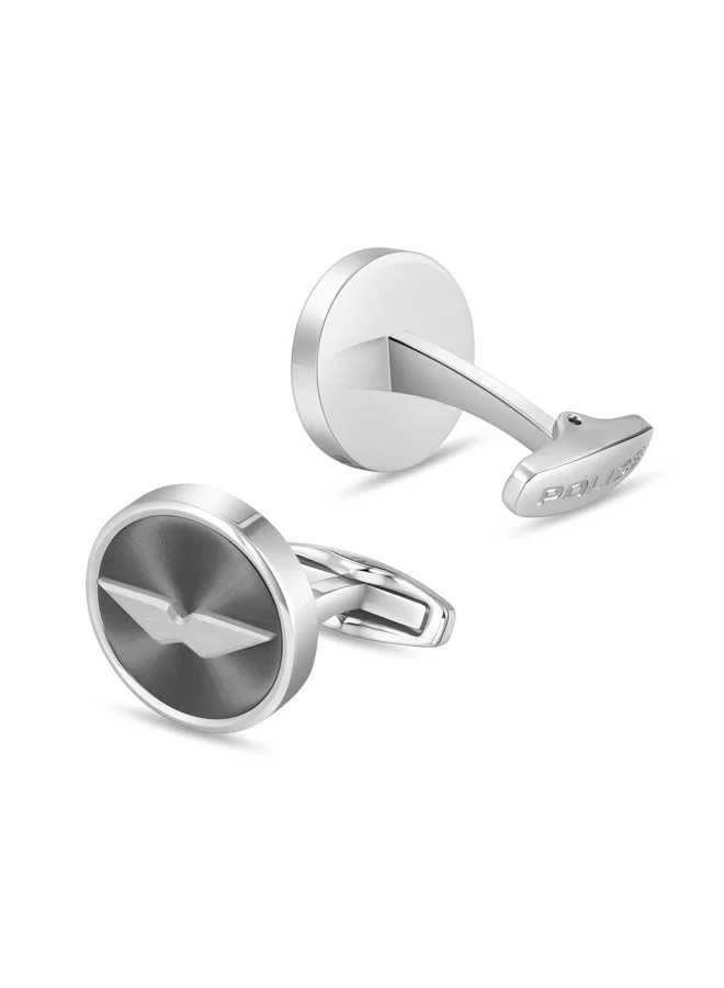 POLICE Silver/Gunmetal Bladeform Round Stainless Steel Cufflinks for Men for Men | Best Price UAE
