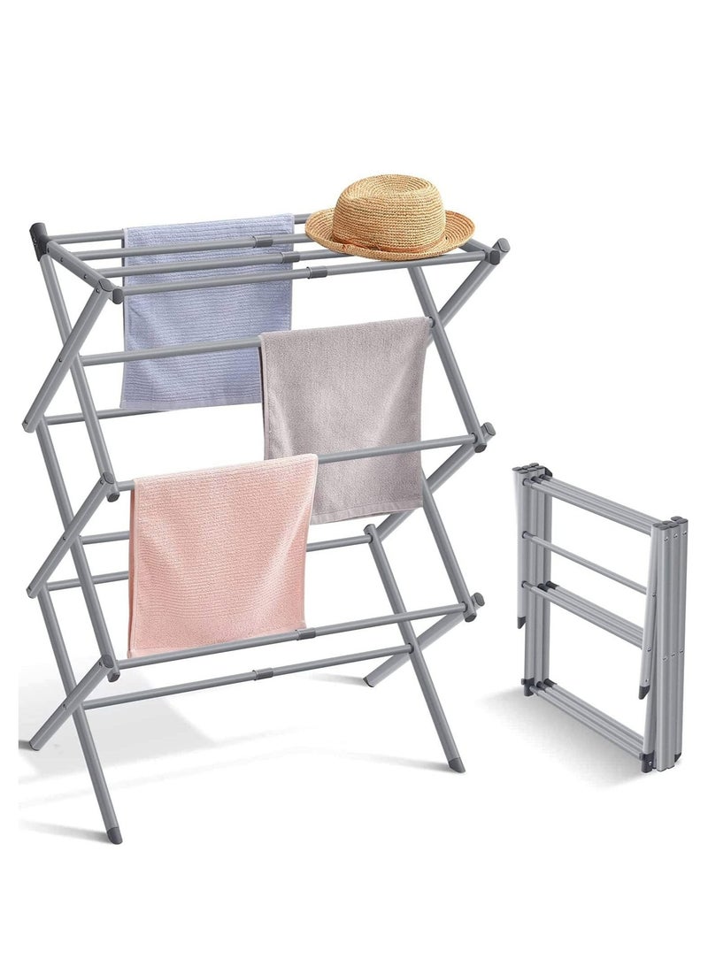 Arabest 3-Tier Clothes Drying Stand, Foldable Clothes Rack for Air Drying Clothing, Expandable Clothes Dryer, Stainless Steel Laundry Drying Stand for Indoor, Outdoor, Balcony - Image 1