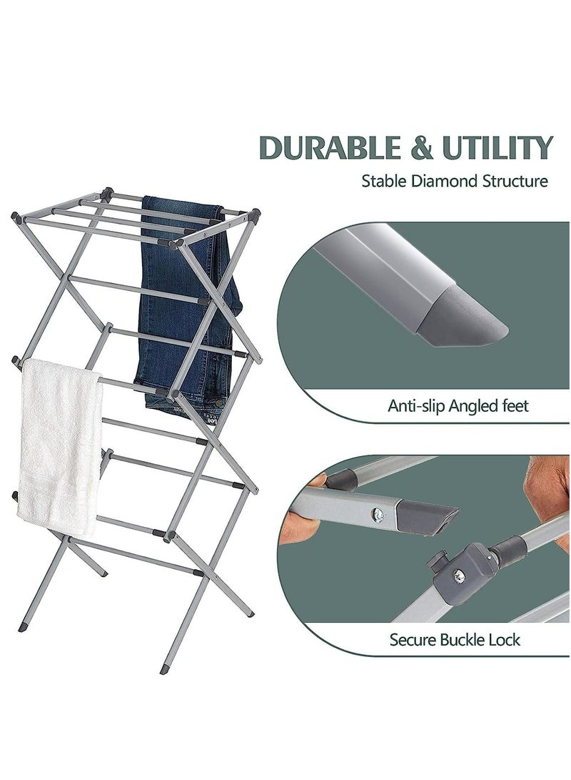 Arabest 3-Tier Clothes Drying Stand, Foldable Clothes Rack for Air Drying Clothing, Expandable Clothes Dryer, Stainless Steel Laundry Drying Stand for Indoor, Outdoor, Balcony - Image 5