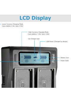 DMK Power DMK Power DC-01 BP-U90 LCD Dual Battery Charger Compatible With Sony PMW100 PMW150 PMW160 PMW200 PMW300 PMWEX1 PMW EX1R PMW EX3 PMW EX160 etc  - Image 2