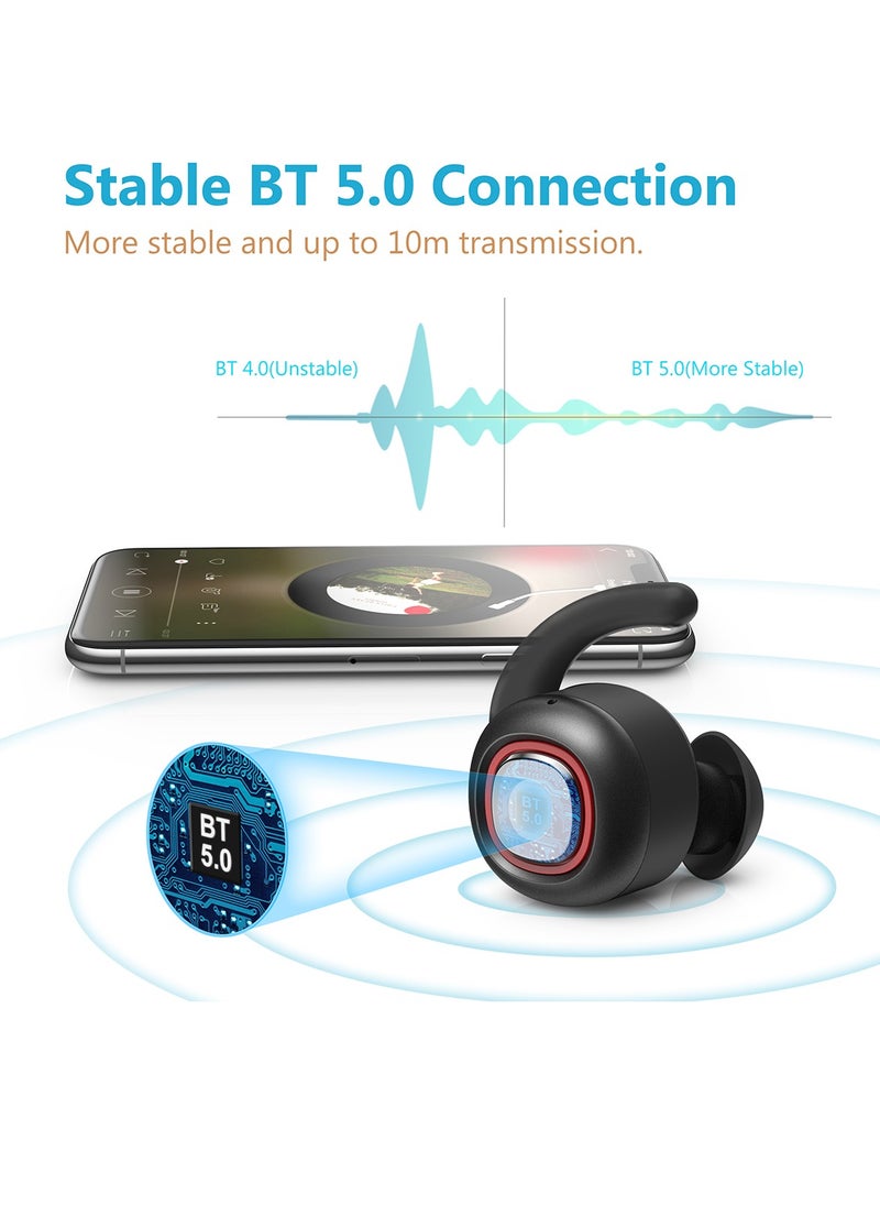 dodocool dodocool True Wireless Stereo Earbuds Easy-Pair Headphones with Charging Box Support Siri and Assistant Mini Sweatproof Sport Earphones with Microphone Hands-free Calls Noise Reduction for Cell Phone Black  - Image 2