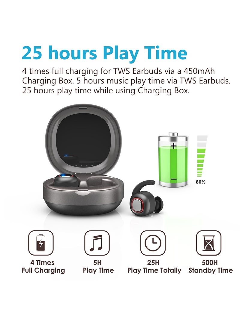 dodocool dodocool True Wireless Stereo Earbuds Easy-Pair Headphones with Charging Box Support Siri and Assistant Mini Sweatproof Sport Earphones with Microphone Hands-free Calls Noise Reduction for Cell Phone Black  - Image 4