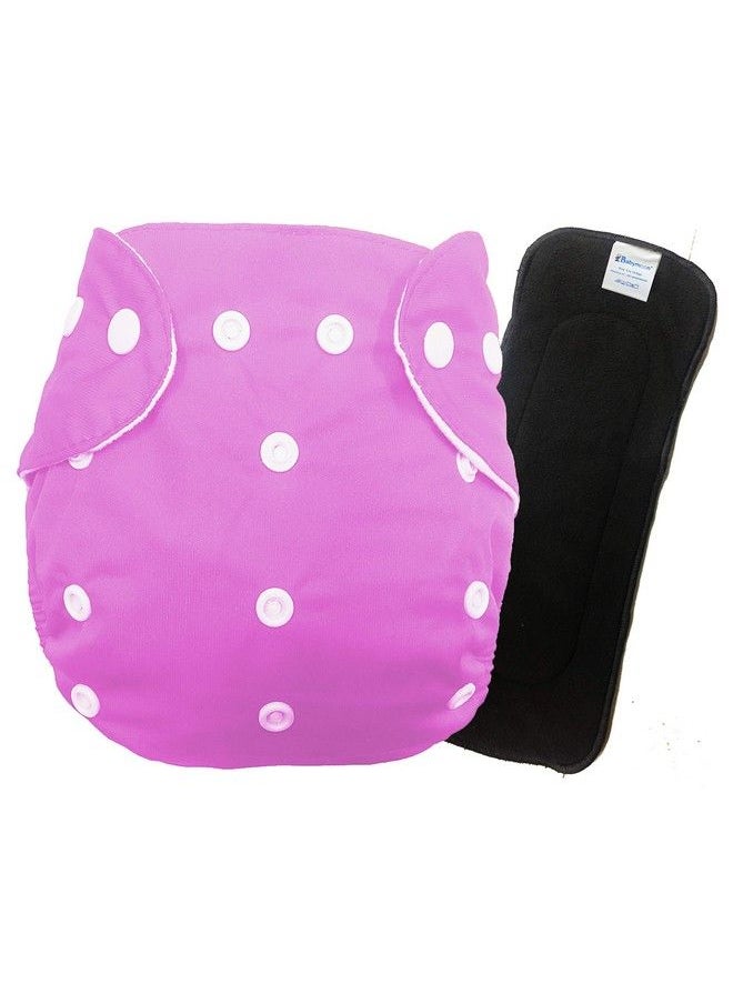 BabyMoon (Set Of 2) 1 Cloth Diaper With 5Layers Charcoal Bamboo Insert) Premium Adjustable Reusable Washable Cloth Diaper For Babies (Baby Pink)  - Image 2