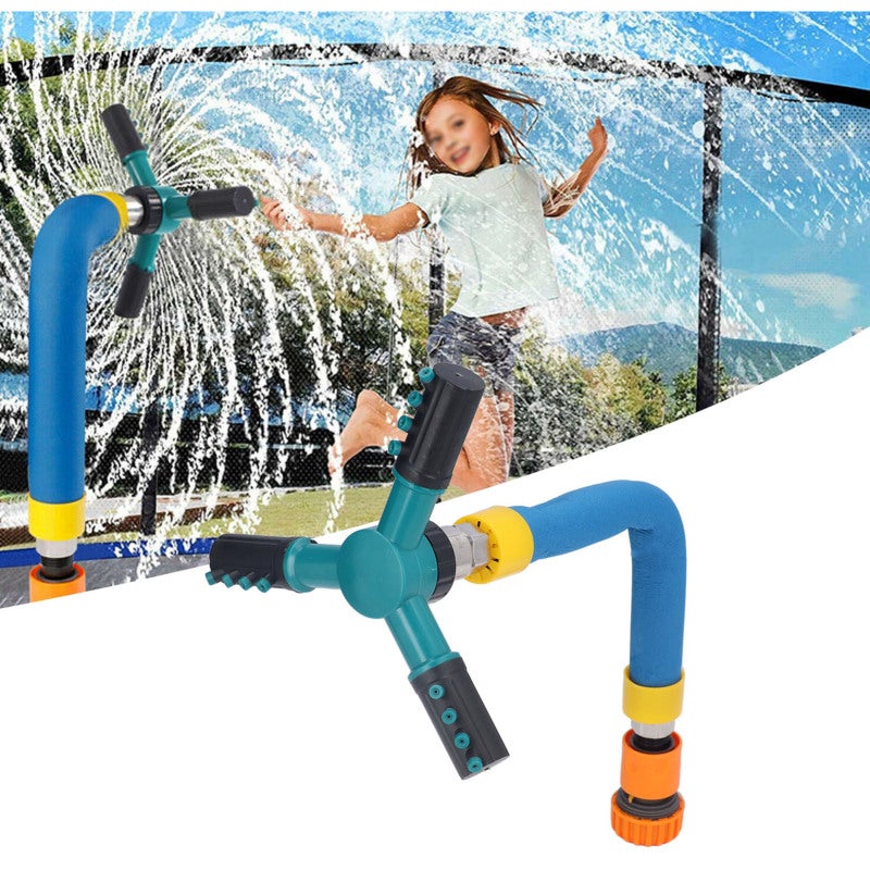 Outdoor Sprinkler 360° Automatic Rotating Nozzle Premium ABS Stainless Steel Construction - Safe Durable Cooling System Trampoline Accessory for Kids Outdoor Summer Party Water Play - Image 3