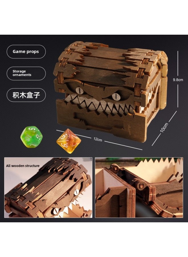 Dice Bite Dice Meeting And Door Wooden Dragon Ornaments Around Dungeon Treasure Chest Storage Box-Color:Blue To Purple Dice Set Of Seven  - Image 4
