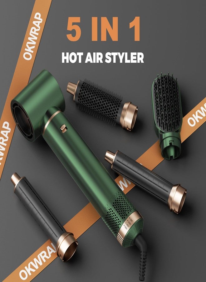 OKWRAP 5 in 1 Blow Dryer Brush, Upgrade Hair Dryer Brush Set Negative Ion Air Styler Curling Wrap Air Curler, Hot Air Brush Curling Iron Hair Styling Tools As A Gift for Straight/Curl/Dry/Smooth - Image 5