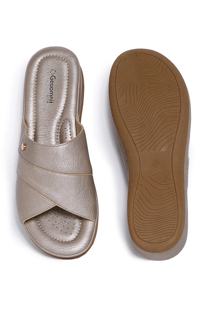 Geoomnii GOLD Geoomnii Comfort Slide Sandals for Women – Cushioned Slip-On Casual Sandals for Daily Wear, Home, Travel & Walking for Women | Best Price UAE