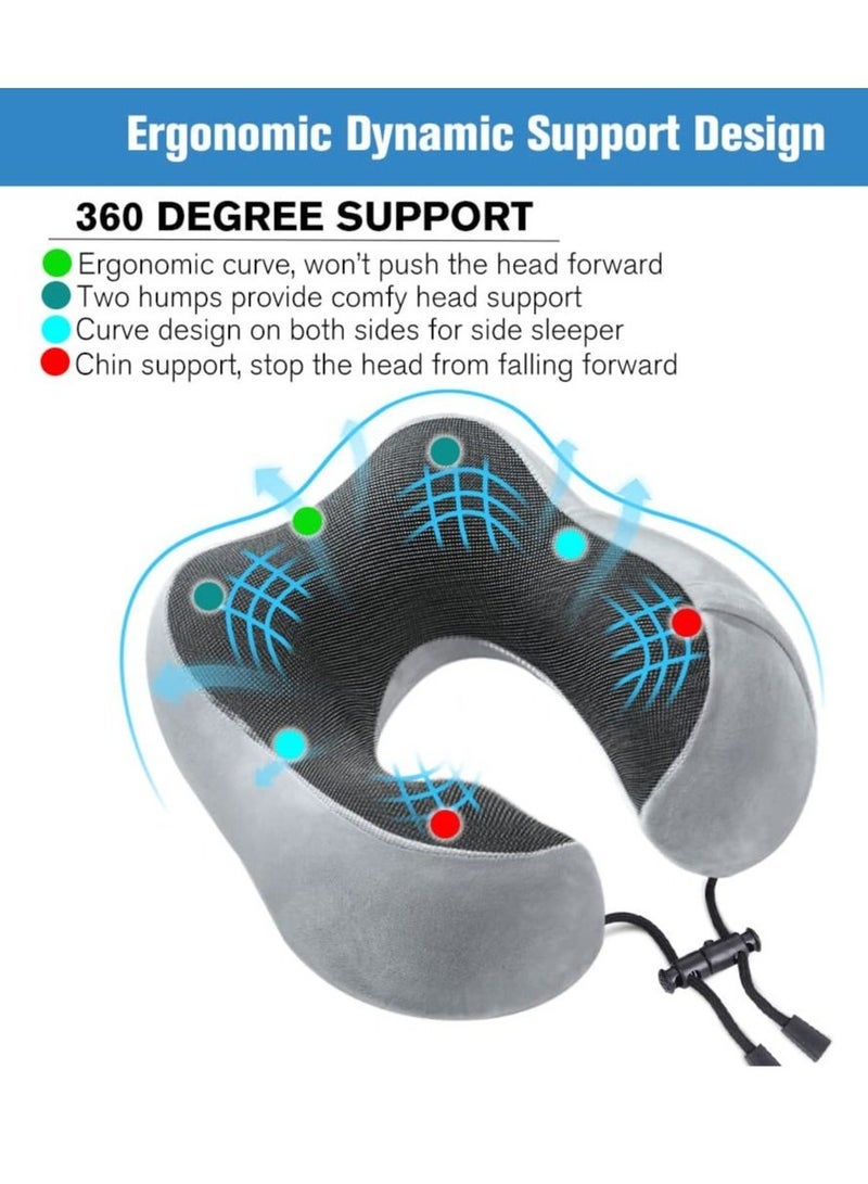 Captaintech Travel Pillow Memory Foam Neck Pillow, Comfortable & Breathable Cover, U Shape Head Pillow with Portable Storage Bag, Sleep Mask and Earplugs for Airplane, Car, Train, Bus and Home Use - Image 2