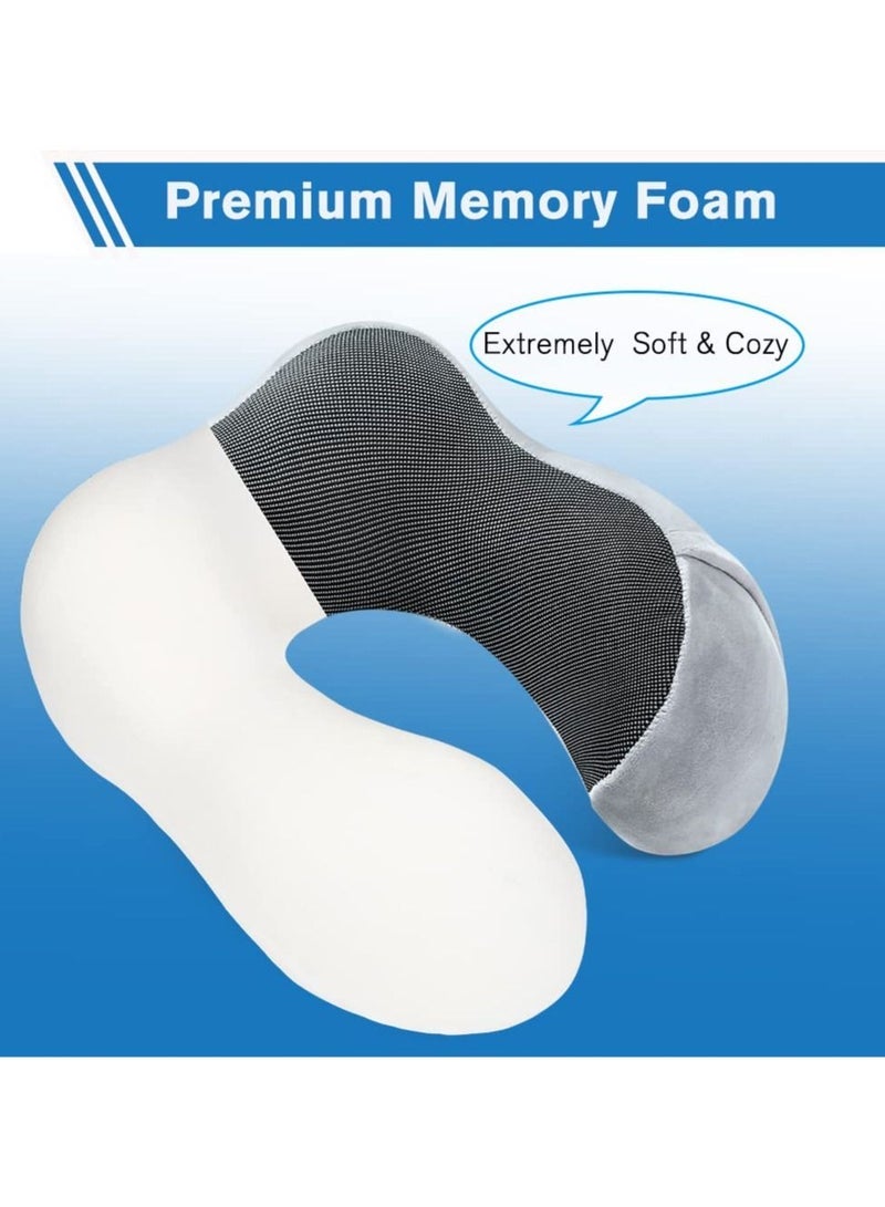 Captaintech Travel Pillow Memory Foam Neck Pillow, Comfortable & Breathable Cover, U Shape Head Pillow with Portable Storage Bag, Sleep Mask and Earplugs for Airplane, Car, Train, Bus and Home Use - Image 3