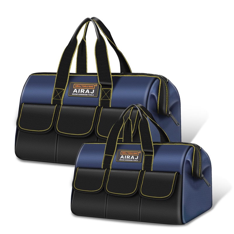 حقيبة أدوات مجموعة 2Pack AIRAJ 18 14 حقيبة تخزين أدوات محمولة حقائب أدوات واسعة الفم للرجال والنساء حقيبة أدوات صغيرة منظم أدوات لإصلاحات المنزل تخزين المرآب صندوق أدوات العمل الاحترافي