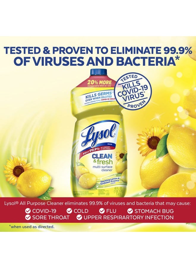 Lysol Multi-Surface Cleaner, Sanitizing and Disinfecting Pour, to Clean and Deodorize, Sparkling Lemon & Sunflower Essence, 48oz  - Image 2