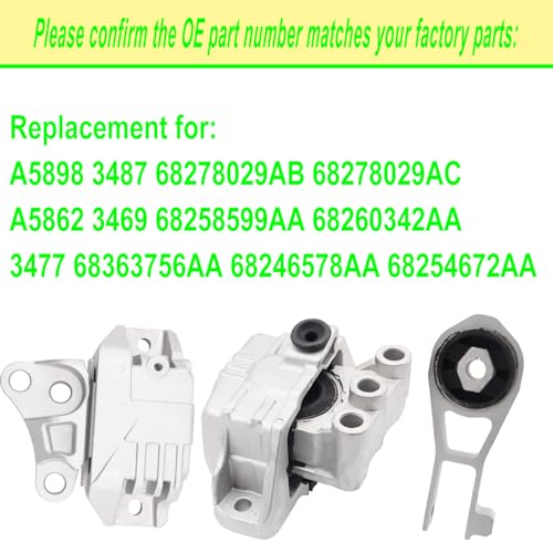 SHICHU Engine Motor Mount Compatible with 2016-2018 500X 2015-2020 Renegade 17-20 Compass 15-18 Ram promaster City 2.4L Replace for A5862 A5898 68258599AA 68363755AA 68363756AA - Image 3