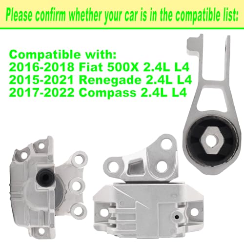 SHICHU Engine Motor Mount Compatible with 2016-2018 500X 2015-2020 Renegade 17-20 Compass 15-18 Ram promaster City 2.4L Replace for A5862 A5898 68258599AA 68363755AA 68363756AA - Image 2