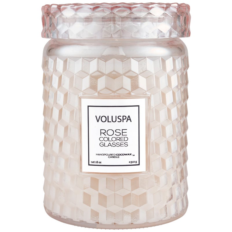 Voluspa Rose Colored Glasses Large Candle Jar 18 Ounce 100 Hour Burn Time Coconut Wax for Clean Burning Handcrafted in The USA