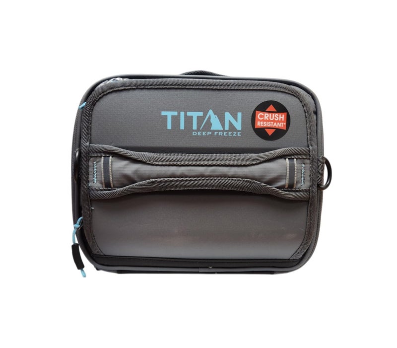 Arctic Zone Titan Fridge Cold Crush Resistant Expandable Lunch Bag - With Reusable Gel Ice Packs Plus Food Container Set - Gray and Blue - Image 1