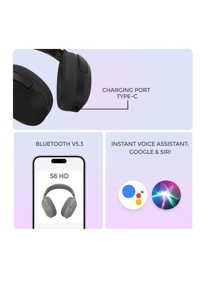 Bukela S6 Over-Ear Wireless Headphones with Microphone - Deep Bass Sound, HiFi Stereo Bluetooth Headphones - Noise Reduction, Foldable Design, 30 Hours Playtime, Lightweight Foam Ear Cups - Ideal for Travel, Work, Gaming, and TV (Black) - Image 5