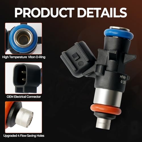 BELKEBIR Set of 6 Fuel Injectors 4 Holes Compatible with 2011-2019 Dodge Challenger Charger Durango Journey Grand Caravan Chrysler 200 300 Jeep Grand Cherokee Wrangler RAM 1500 3.6 V6 Replace FJ1147 0280158233 - Image 4