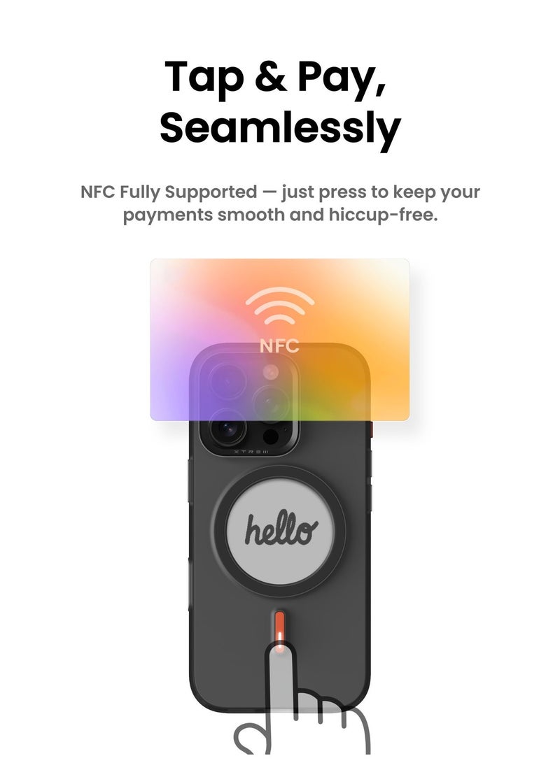 Xtrem iPhone 16 Pro Max Magnetic NFC E-Ink Display Case – MagSafe Compatible Customizable Screen Cover with Wireless Charging Support – Unique Smart Back Cover | Oeli Xtrem - Black - Image 5