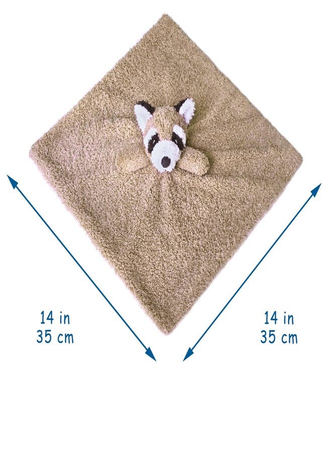 Doindute Baby Brown Raccoon Soft Stuffed Animal Security Blanket, Plush Raccoon Character Lovey Blanket, Baby Shower/Nursery Gift, Newborn Infant Toddler Snuggle Blankie for Boys Girls, 14 Inches - Image 2