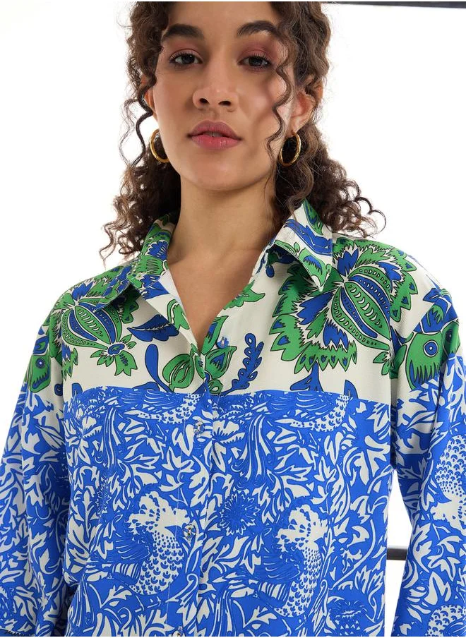 SASSAFRAS Floral Print Shirt & Straight Leg Pants Co-Ords by Styli