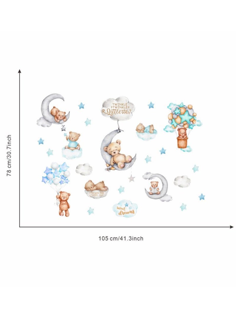 Bluejw Cartoon Cloud Bear Wall Stickers Perfect For Kids' Bedrooms And Nurseries  - Image 2