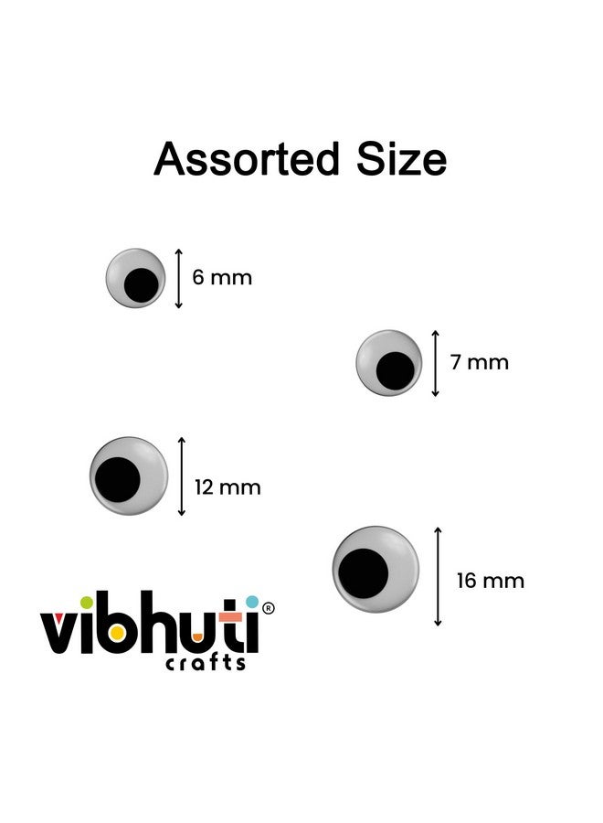 IEIDidactics Kid Vibhuti Crafts Googly Eyes Assorted Sizes (Pack Of 100) - Wiggle Eyes For Arts & Crafts, Dolls, And Soft Toys - Easy To Stick Plastic Button Eyes - 6Mm, 7Mm, 12Mm, 16Mm - Image 2