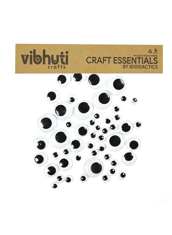 IEIDidactics Kid Vibhuti Crafts Googly Eyes Assorted Sizes (Pack Of 100) - Wiggle Eyes For Arts & Crafts, Dolls, And Soft Toys - Easy To Stick Plastic Button Eyes - 6Mm, 7Mm, 12Mm, 16Mm - Image 1
