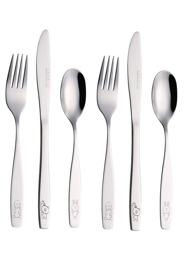 Exzact Children's Flatware Kids Silverware 6pcs, Toddler Utensils, Dishwasher Safe, 24 Months+ - Image 1