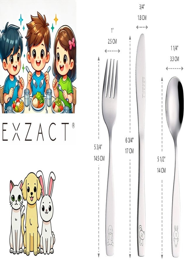 Exzact Children's Flatware Kids Silverware 6pcs, Toddler Utensils, Dishwasher Safe, 24 Months+ - Image 3