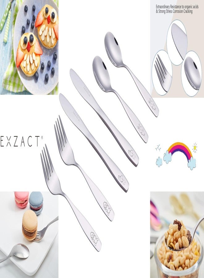 Exzact Children's Flatware Kids Silverware 6pcs, Toddler Utensils, Dishwasher Safe, 24 Months+ - Image 2