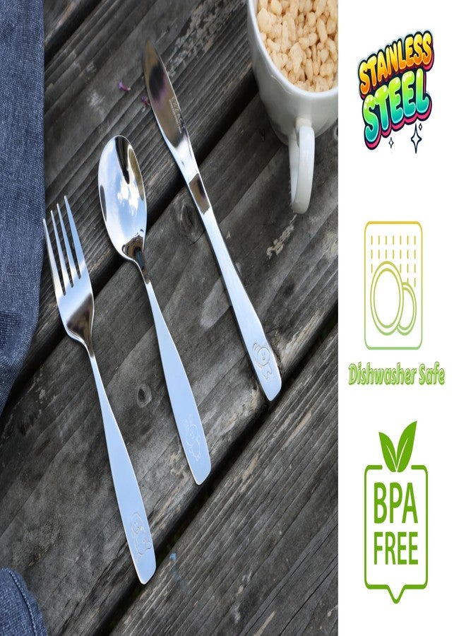 Exzact Children's Flatware Kids Silverware 6pcs, Toddler Utensils, Dishwasher Safe, 24 Months+ - Image 5