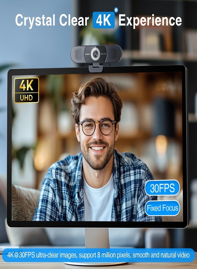 إي ميت كاميرا ويب EMEET 3 في 1 بدقة 4K مع ميكروفون ومكبر صوت، كاميرا ويب C980 PRO بزاوية واسعة 60°-98° مع 4 ميكروفونات مانعة للضوضاء، ومكبري صوت، وتركيز ثابت، وغطاء خصوصية مغناطيسي، مثالية لمكالمات الفيديو الجماعية والشخصية. - Image 3
