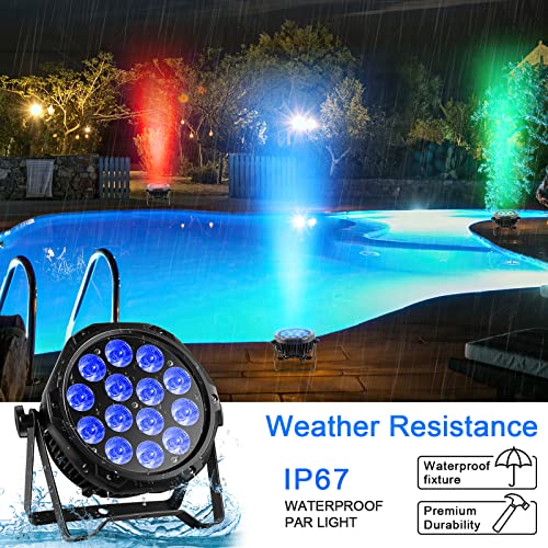 HOLDLAMP 14LED Par Lights Outdoor Waterproof RGBW 4-in-1 Stage Light, 210W Wash Par Can Light, DMX Control Strobe Effect for DJ, Church, Wedding, Outdoor Event, Halloween, Christmas, Club, Wedding, Bars - Image 3
