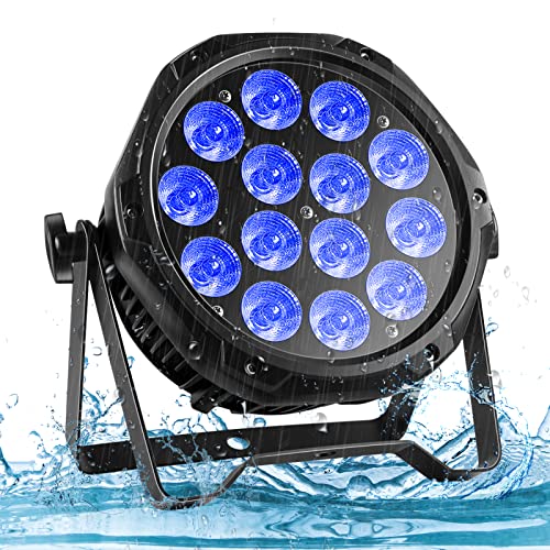 HOLDLAMP 14LED Par Lights Outdoor Waterproof RGBW 4-in-1 Stage Light, 210W Wash Par Can Light, DMX Control Strobe Effect for DJ, Church, Wedding, Outdoor Event, Halloween, Christmas, Club, Wedding, Bars - Image 1