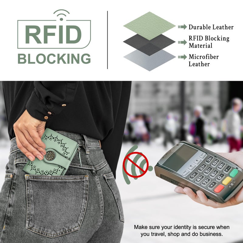 Tipmile Small Wallet for Women Bifold RFID Blocking Card Holder Leather Wallets with Zipper Coin Pocket - Image 3