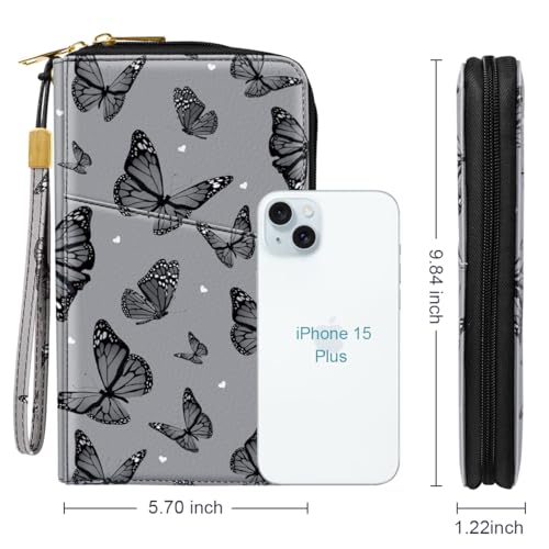 Simikol Family Passport Holder Wallet RFID Blocking Document Organizer PU Leather Mulit-purpose Travel Wallet Credit Cards Case for Women Men, Butterflies - Image 5